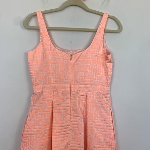 Shoshanna Pleated Sleeveless Peach Pink Mini Dress Size 4 - Picture 7 of 11